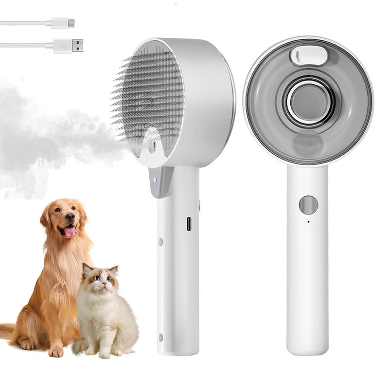 YEAHGO Cat Steam Brush,Cat Brushes for Indoor Cats, 4 In 1Spritz Spray Defur Comb, Cloud Care Shedding Control, Pet Grooming Brush for Long Short Hair Cats Dogs, Massage Clean Design Pet Steam Brushes - Image 1
